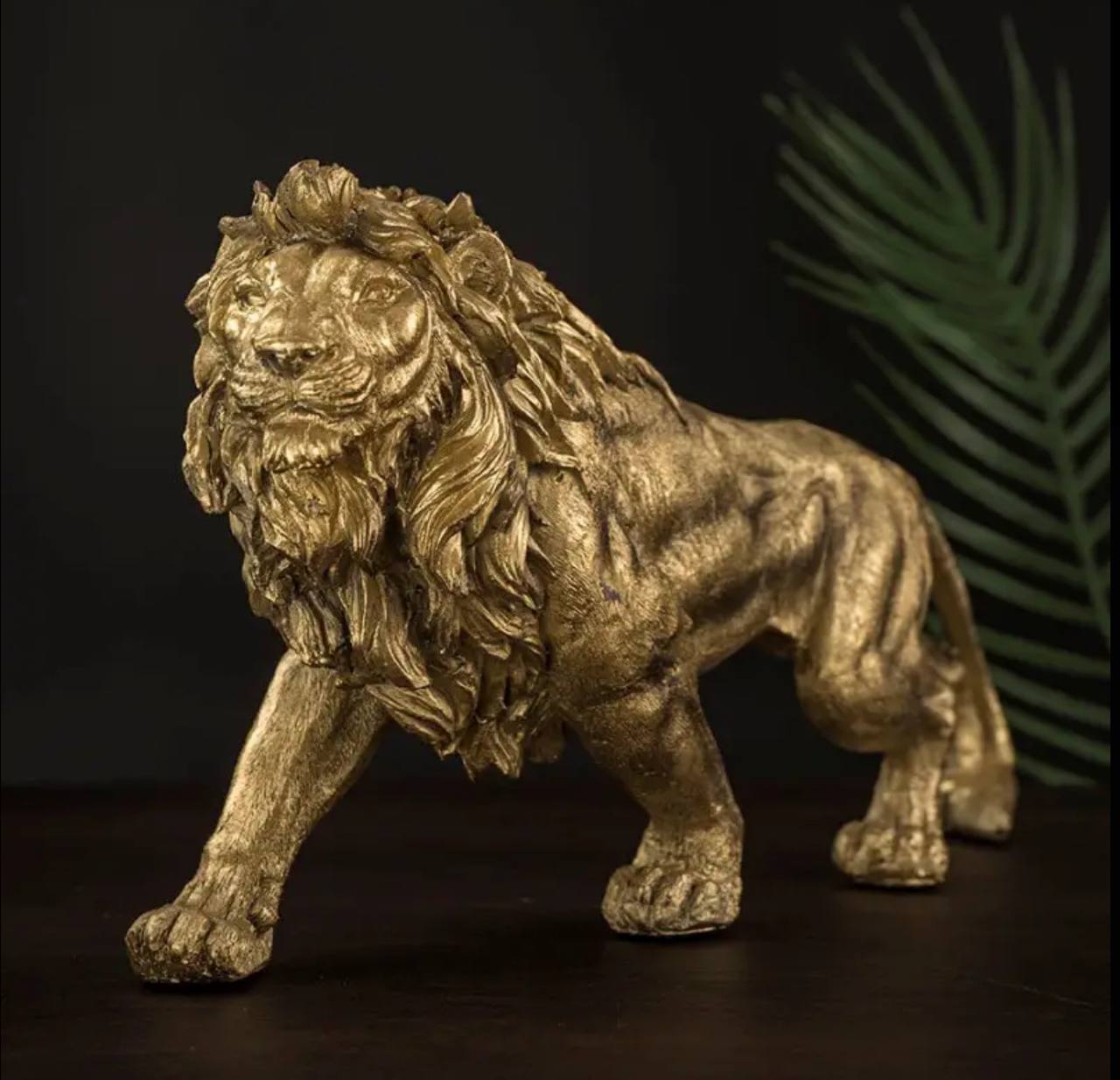 Golden Lion King Resin Desktop Statue
