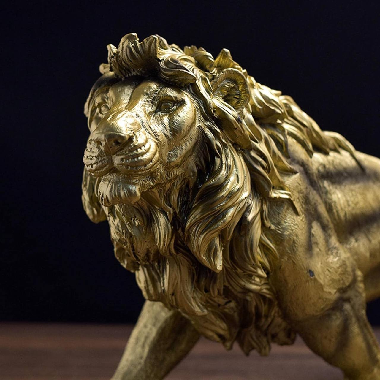 Golden Lion King Resin Desktop Statue