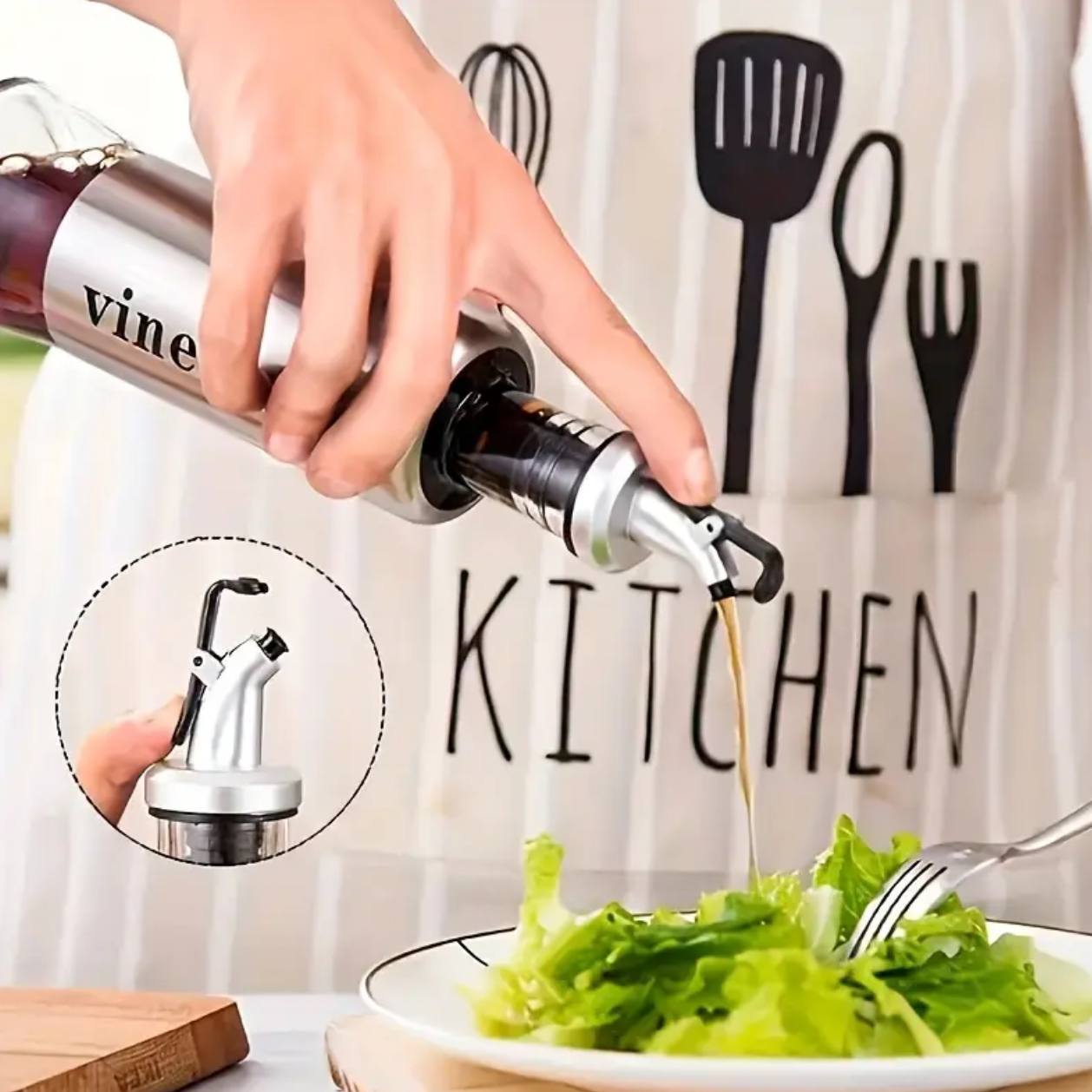 Oil/Vinegar Glass Steel Dispenser