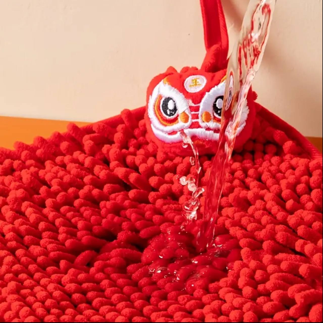 Red Chenille Hand Towels