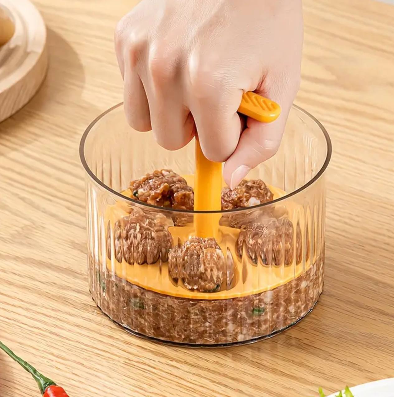 Translucent meat ball maker