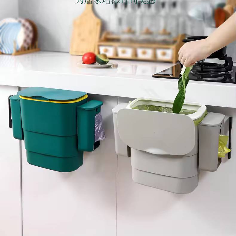 Foldable Kitchen Hanging dustbin with 2 Trash Bags Storage cans