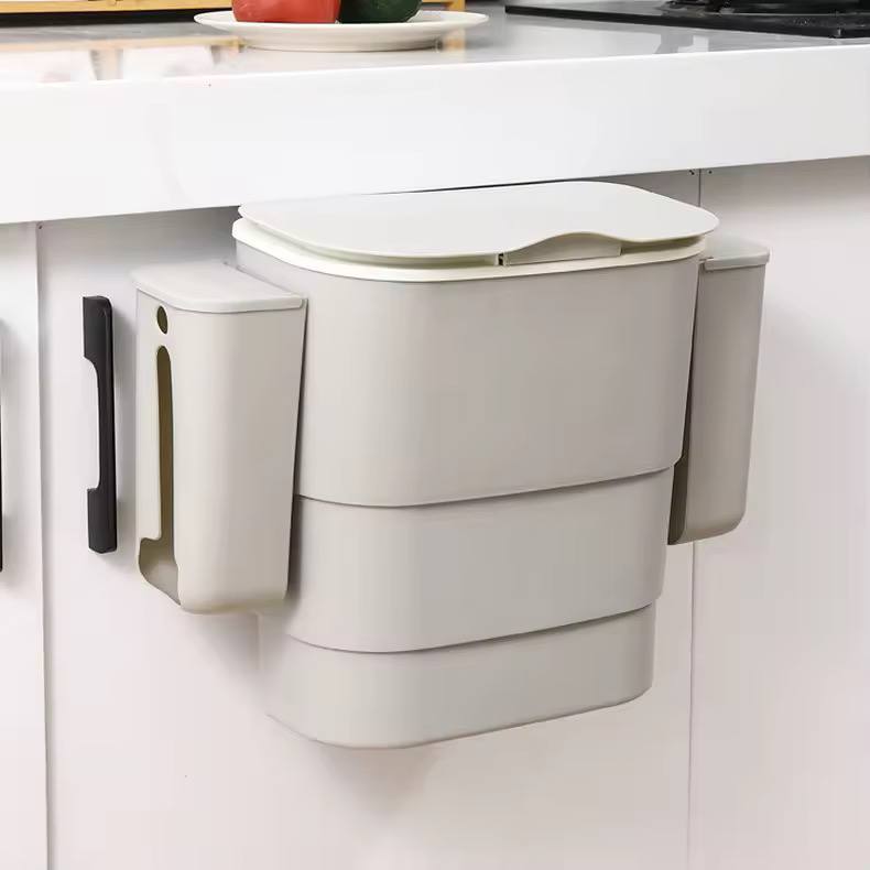 Foldable Kitchen Hanging dustbin with 2 Trash Bags Storage cans