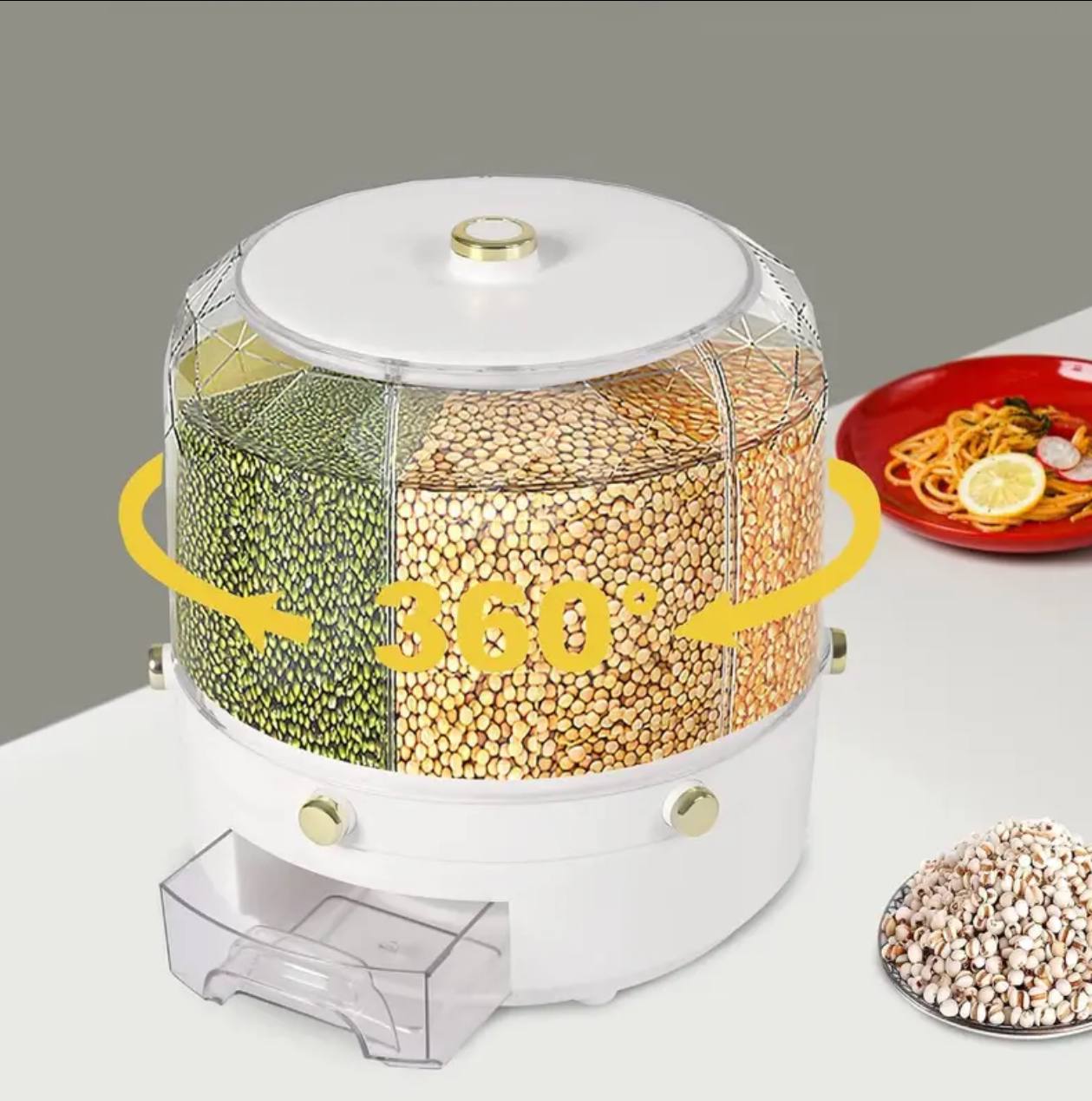 Rotating 6 compartments storage container