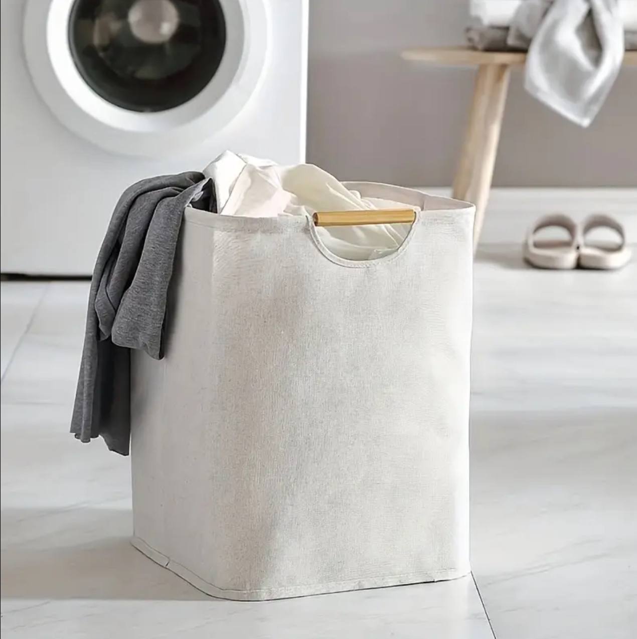 Large capacity Laundry Hampers with bamboo Handles