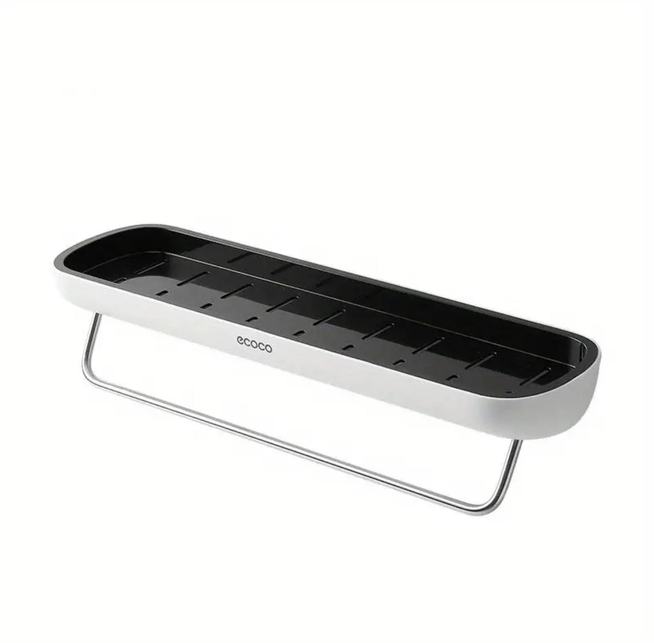 Wall mounted self adhesive shower caddy shelf with towel rail