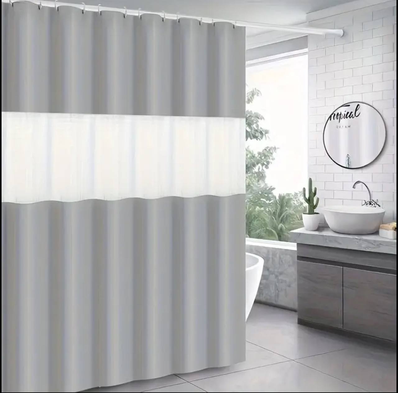 Polyester waterproof bath shower curtain