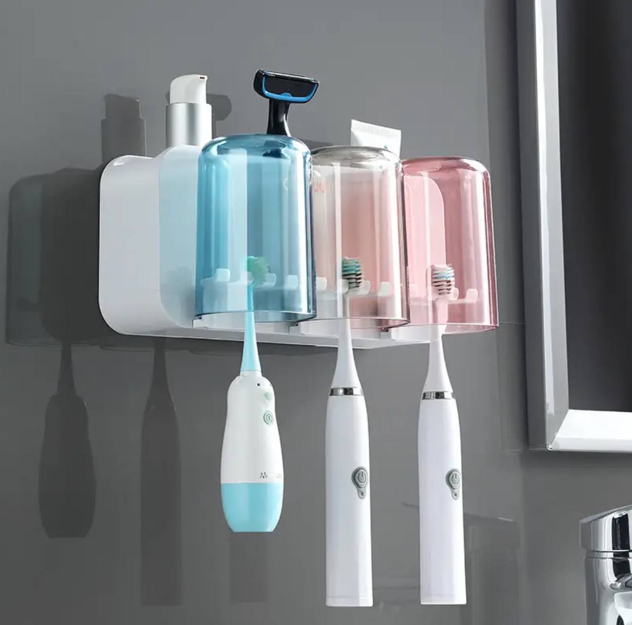 Wall mounted tooth brush holder