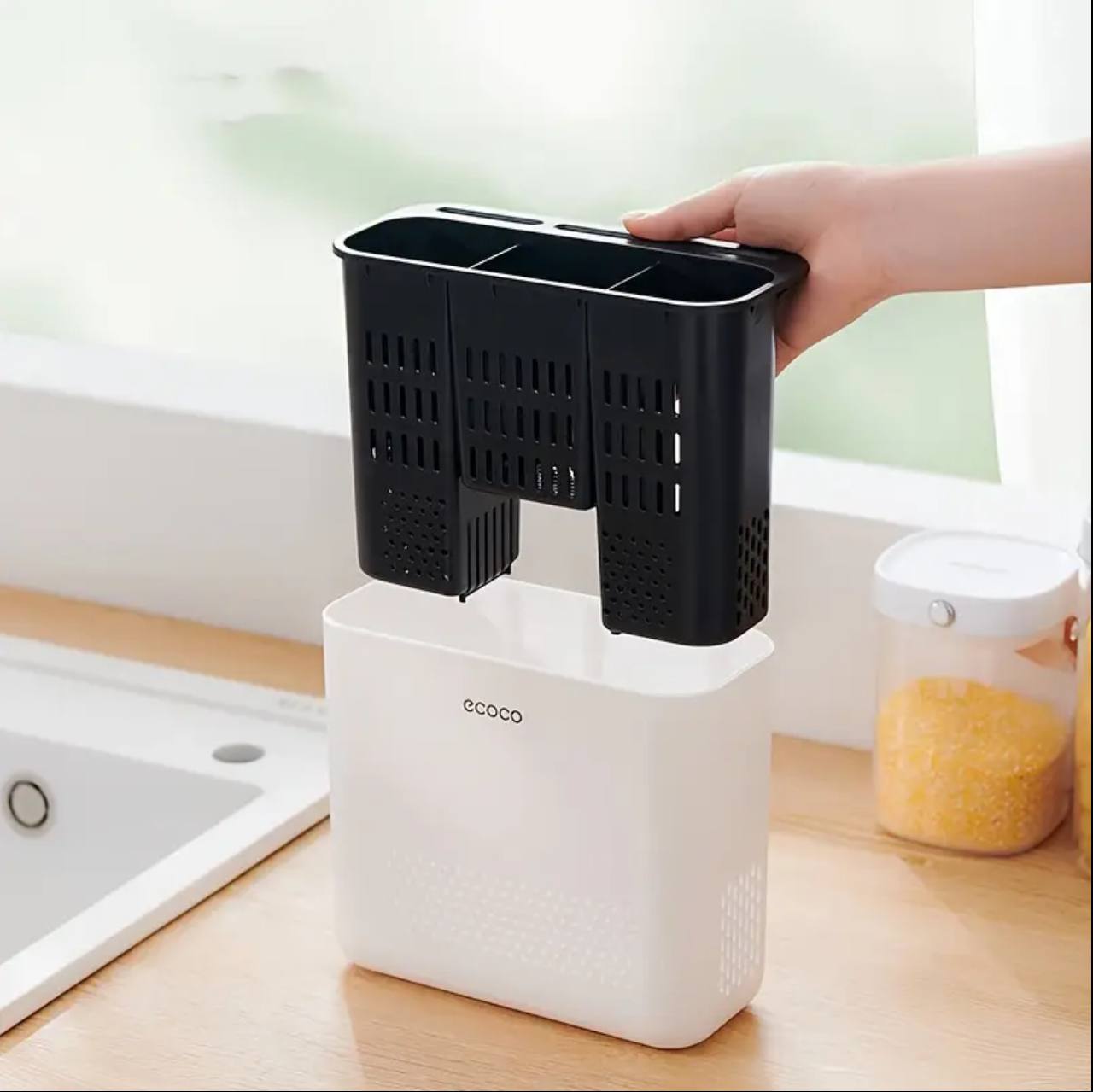 Multi functional kitchen cutlery storage rack drainer