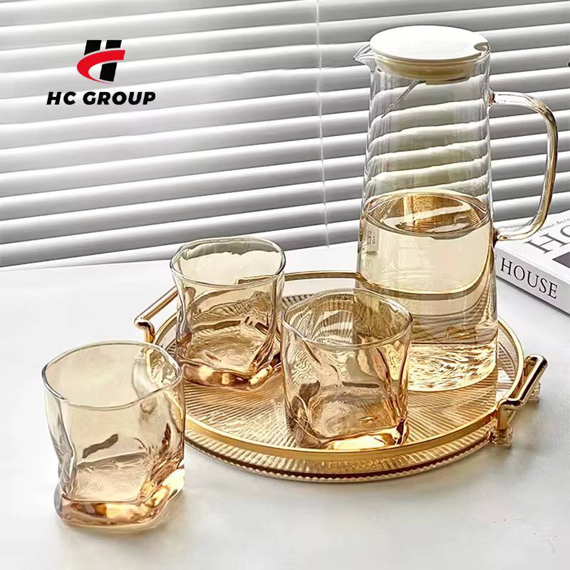 Golden or dark 7pc glass water