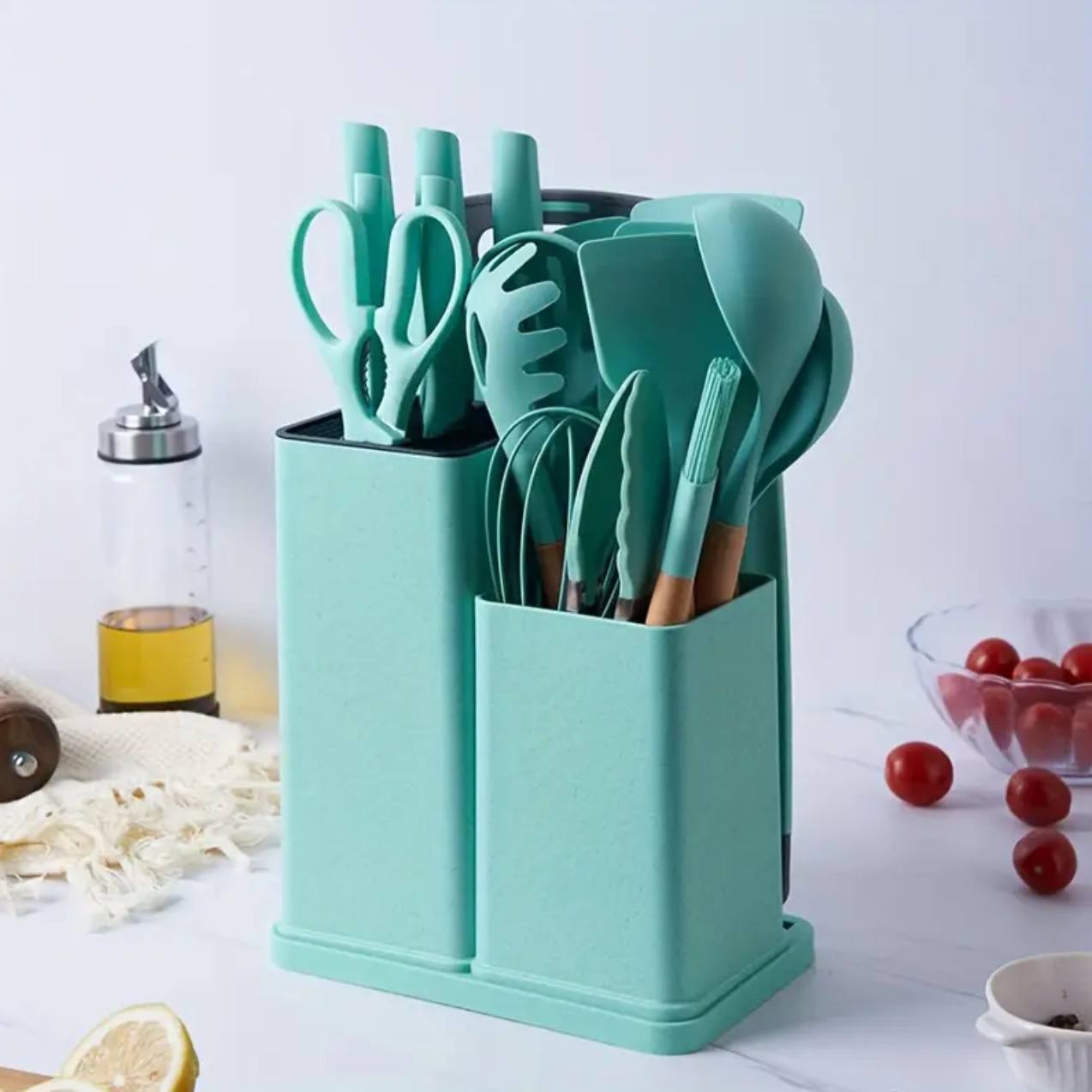 19pcs heat resistant silicone cooking kitchen spoon set