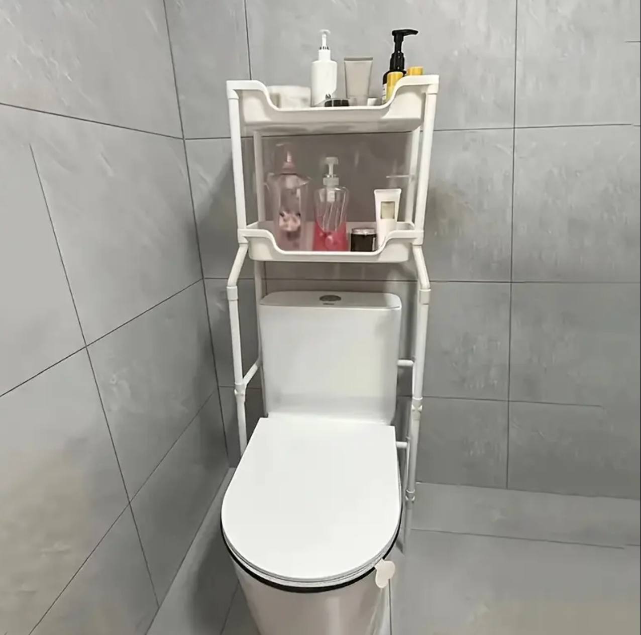 Over the toilet / bathroom organizer with organizing basket