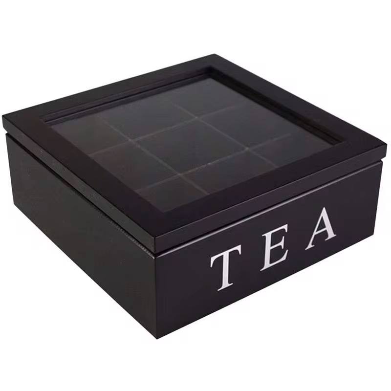 Wooden 9 Grids Tea Box