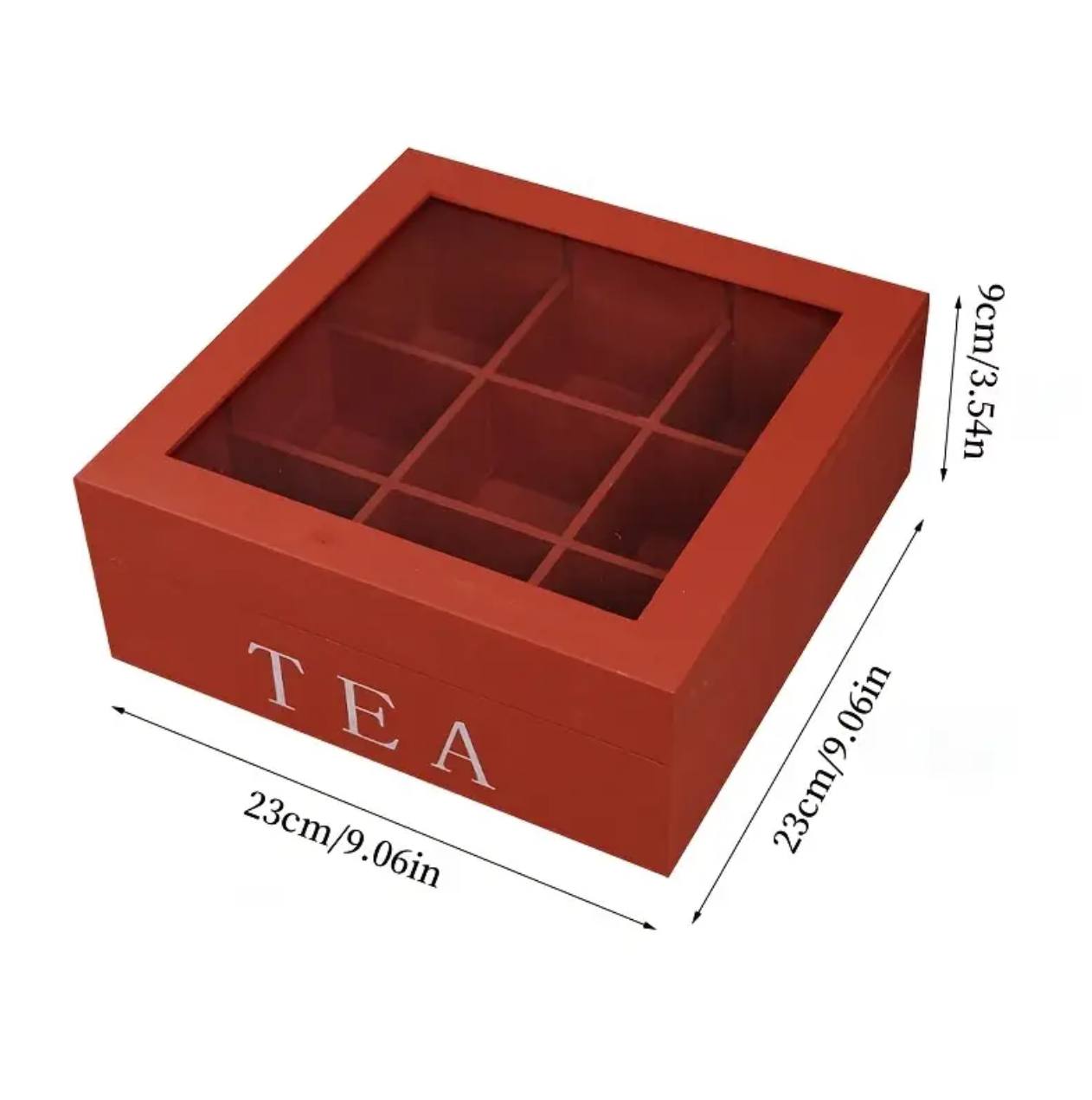 Wooden 9 Grids Tea Box