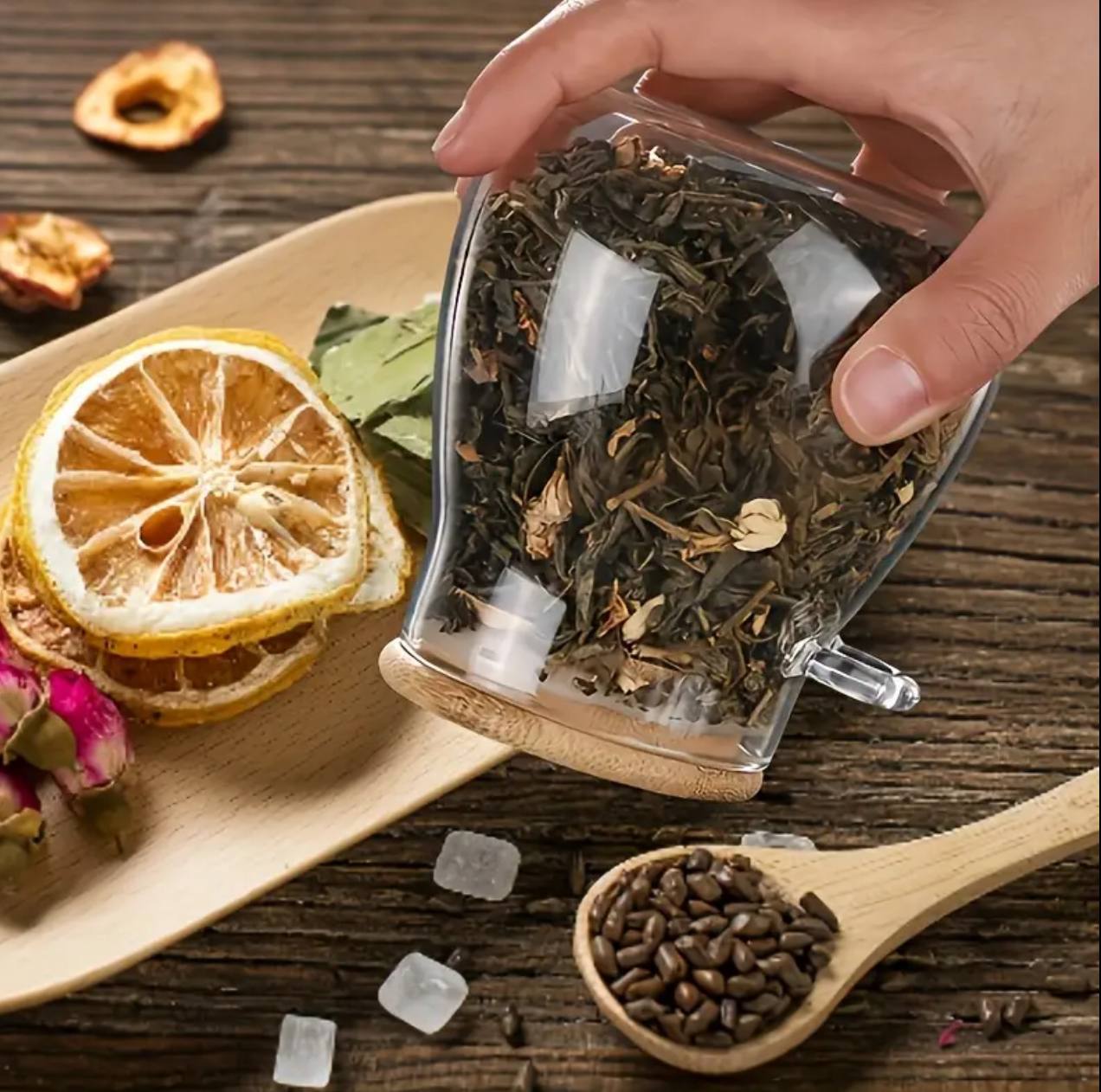 Glass storage canisters with Bamboo spoon & airtight lid.