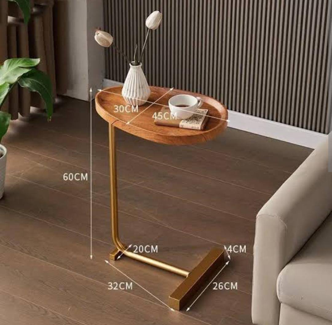 Minimalist C-Shaped Wooden side Table