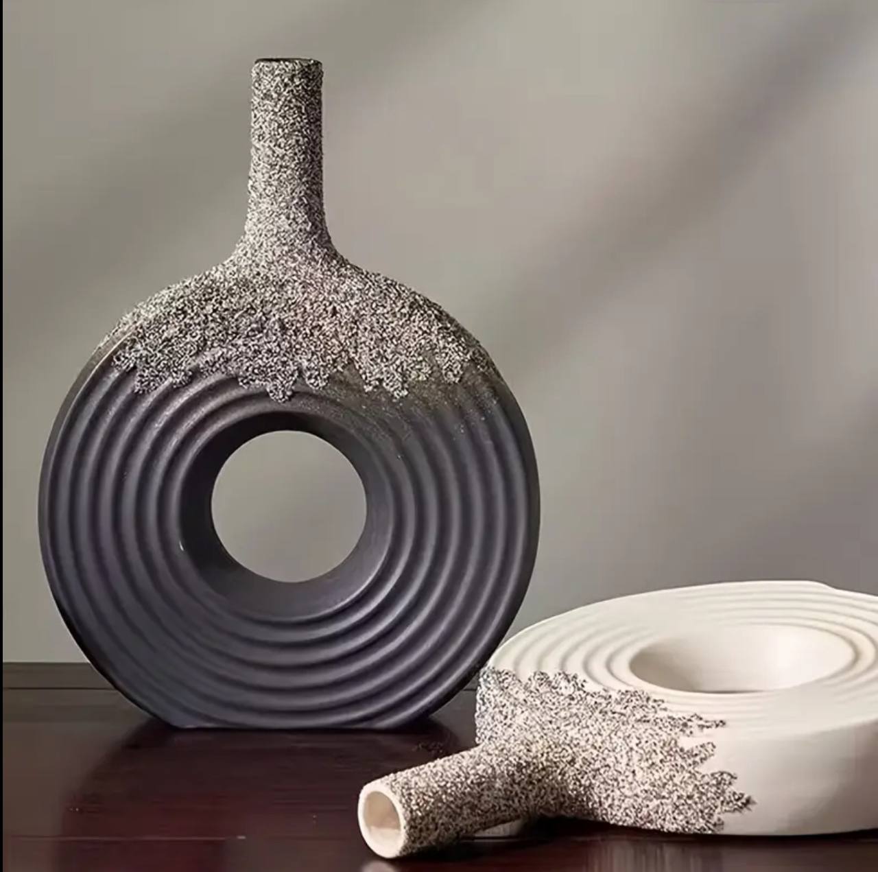 Ceramic Donut Vase, 12 inch Flower Vase