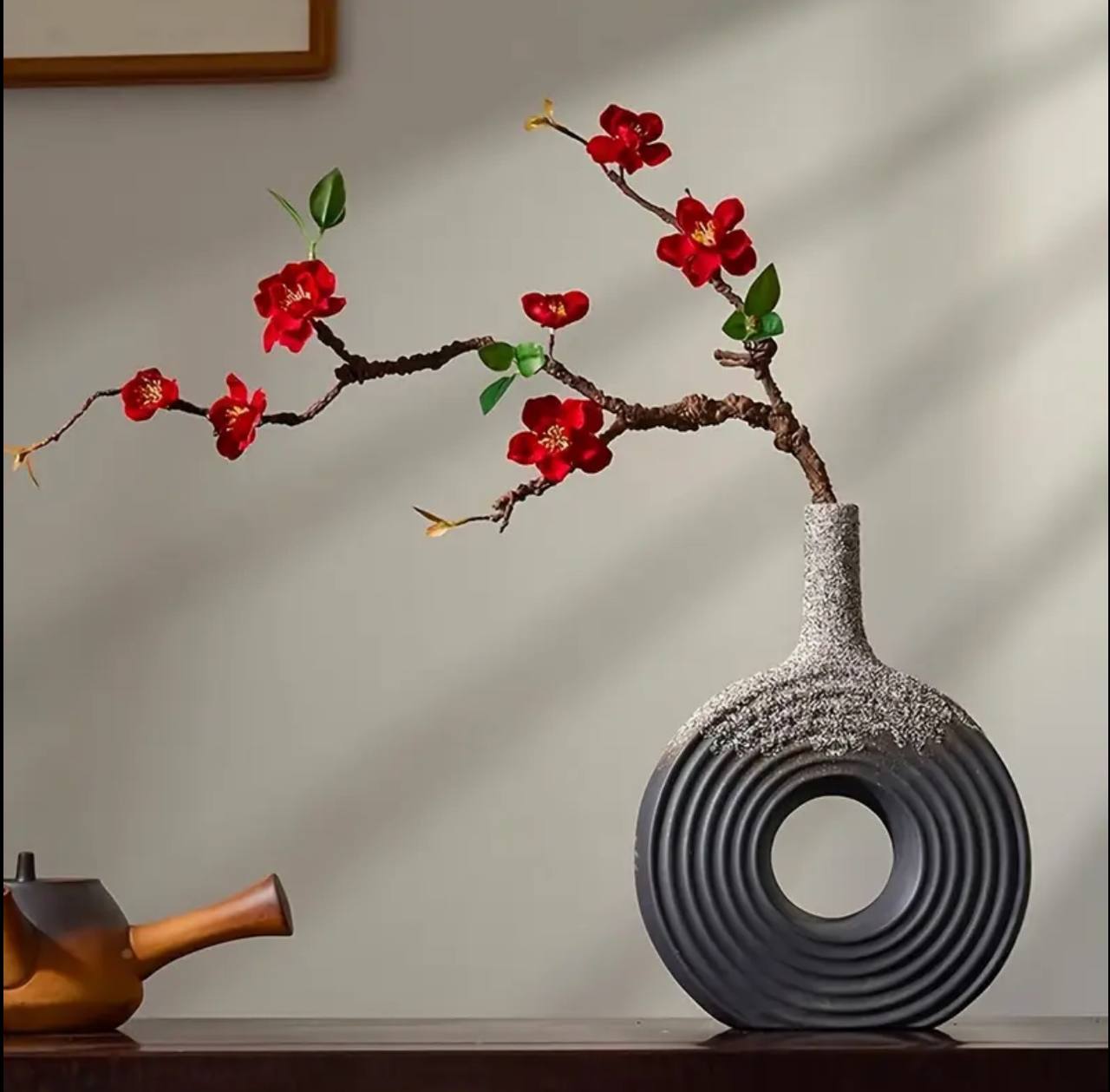Ceramic Donut Vase, 12 inch Flower Vase