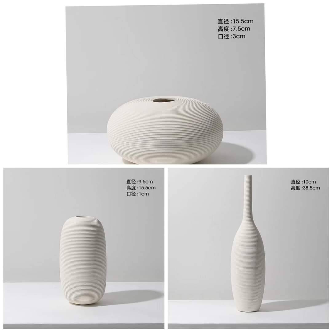 Simple ceramic 3 in 1 modern home decor vase set