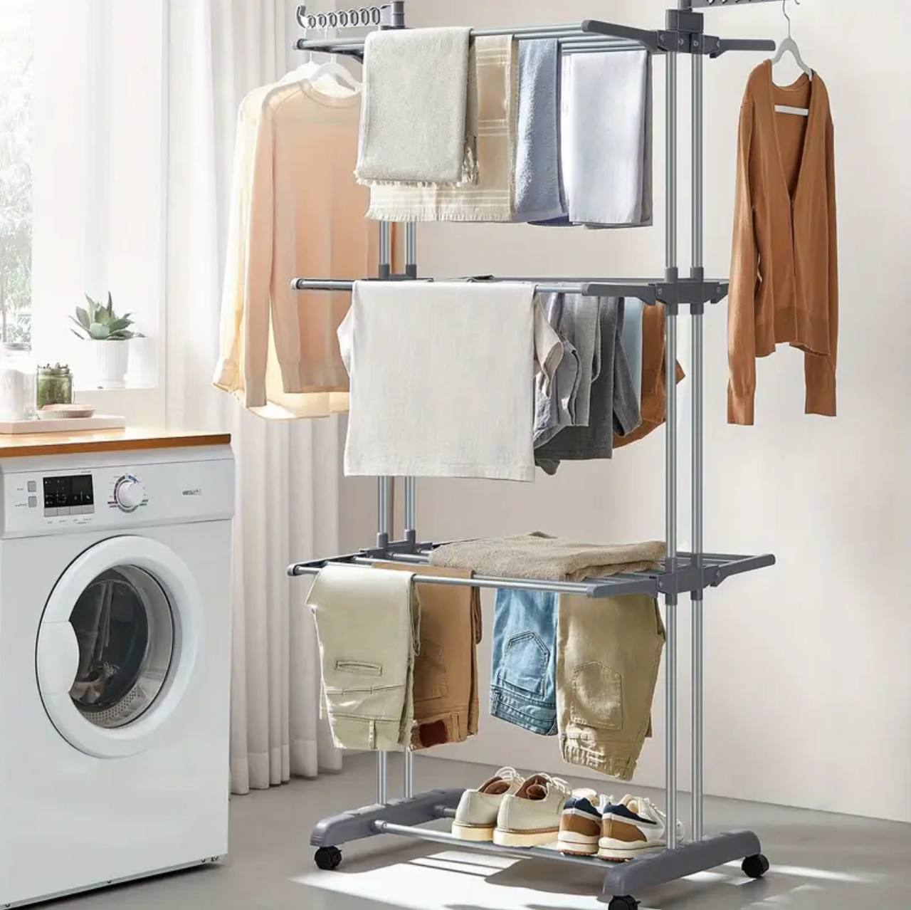 3 Layer Portable / Movable Cloth Drying Rack