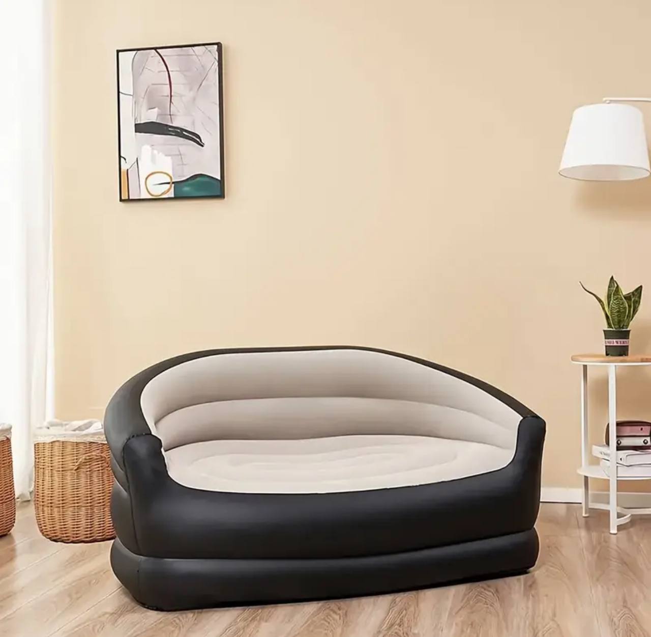 Inflatable 2 Seater Couch Blow Up Air Sofa with Comfort Flocked Surface