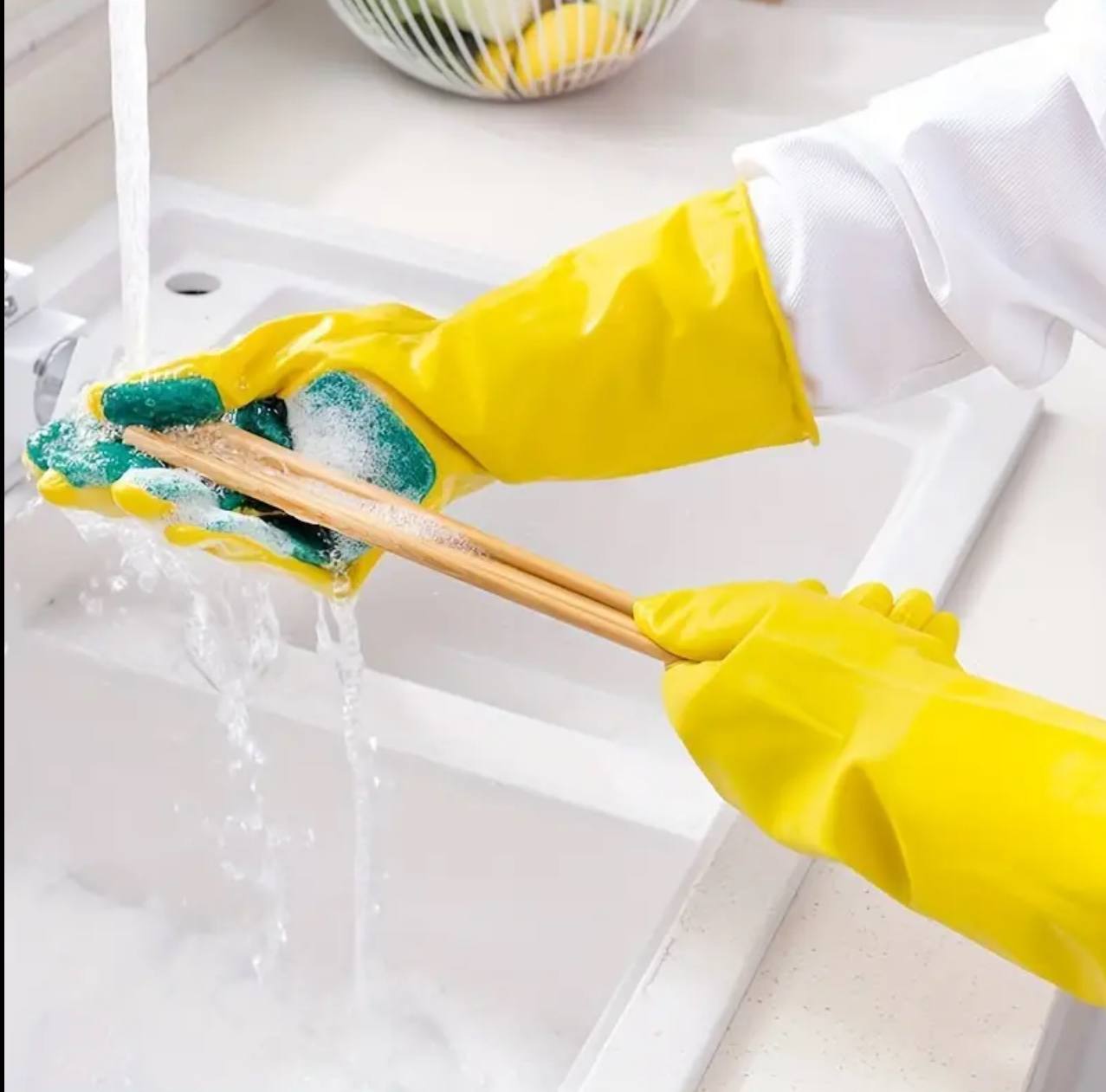 Latex Dishwashing/ Cleaning Gloves with Scouring Pads