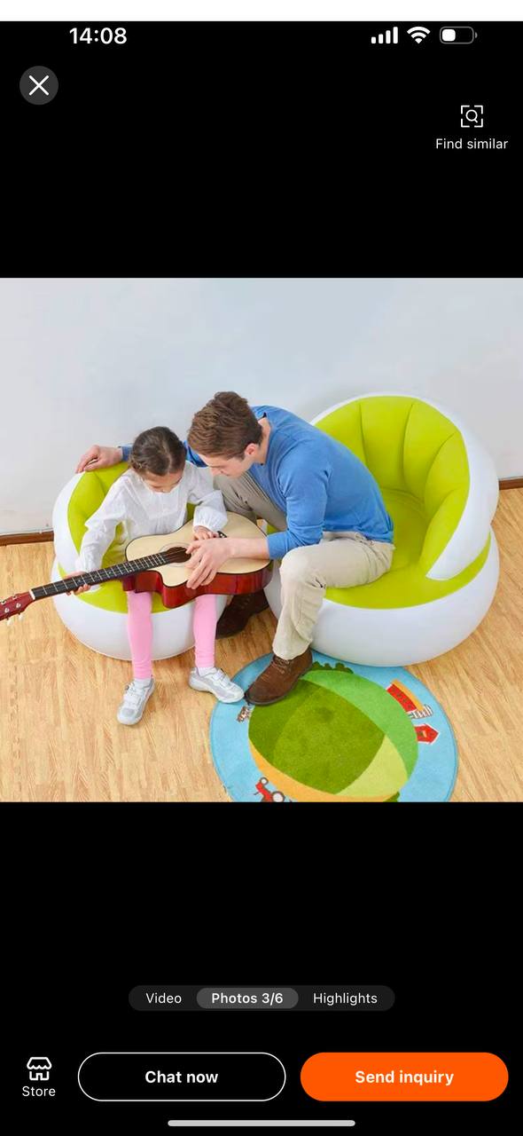 Comfortable Chair Pouf with Backrest Kids inflatable chair