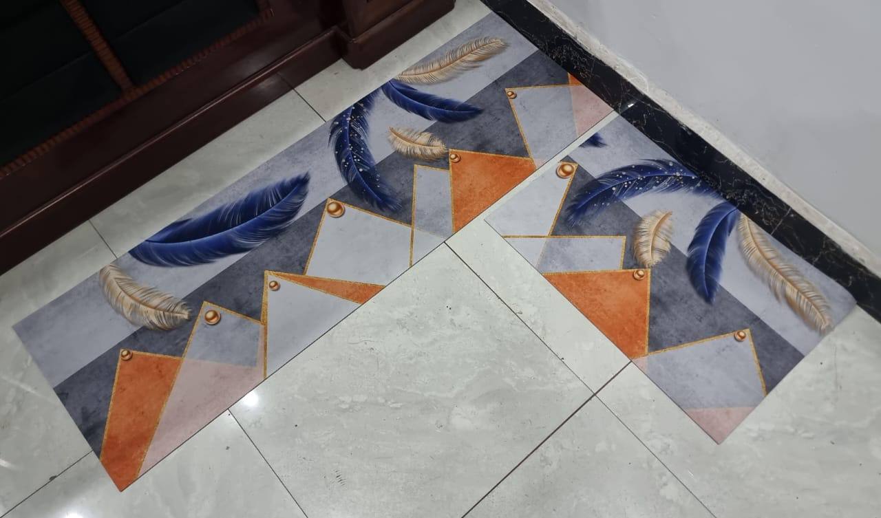 Strong grip Rubber underside floor 3D 2in1 kitchen mat