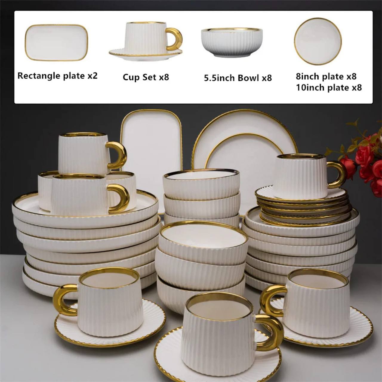 32pcs Elegant European Porcelain Dinner set