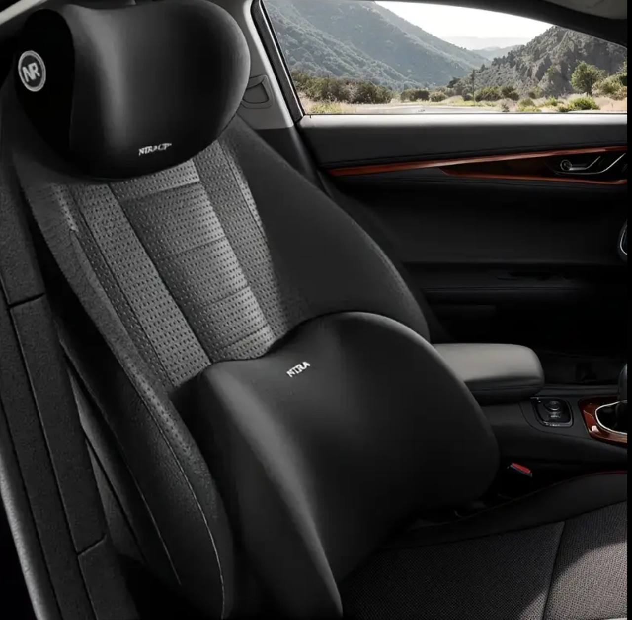 2 piece memory foam car headrest lumbar support
