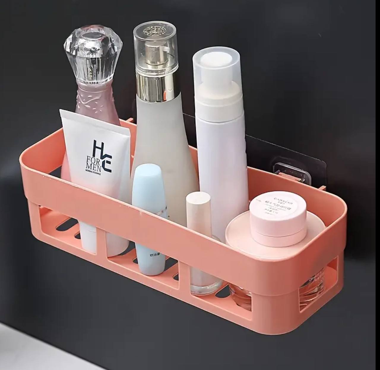 rectangular Simple adhesive plastic bathroom shelf