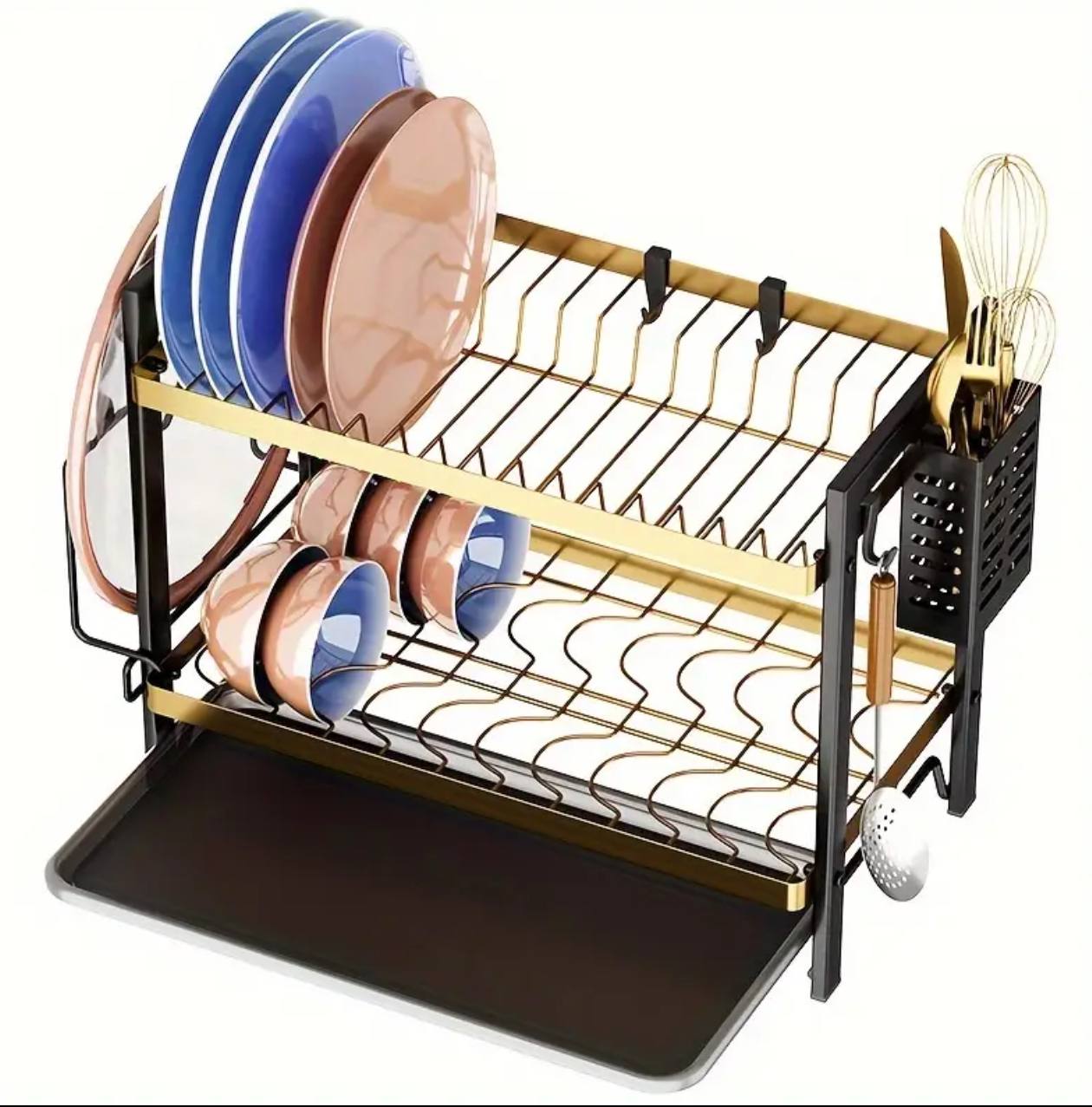 High quality heavy duty dish rack with cutlery holder 2layer