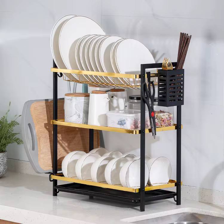 High quality heavy duty dish rack with cutlery holder 3layer