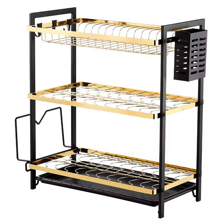 High quality heavy duty dish rack with cutlery holder 3layer