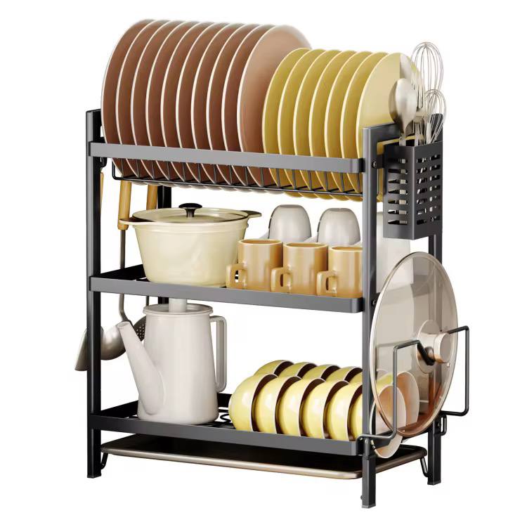 High quality heavy duty dish rack with cutlery holder 3layer