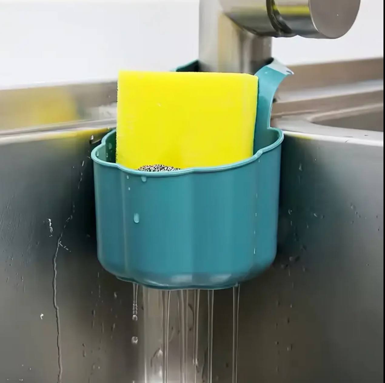 Kitchen Sink Drainer Basket Soap Sponge Holder