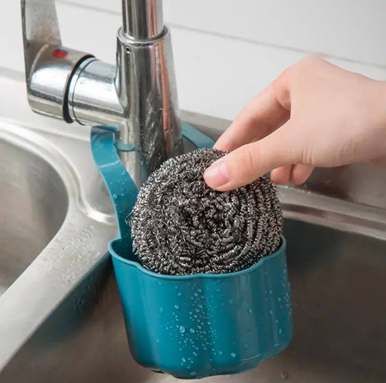 Kitchen Sink Drainer Basket Soap Sponge Holder