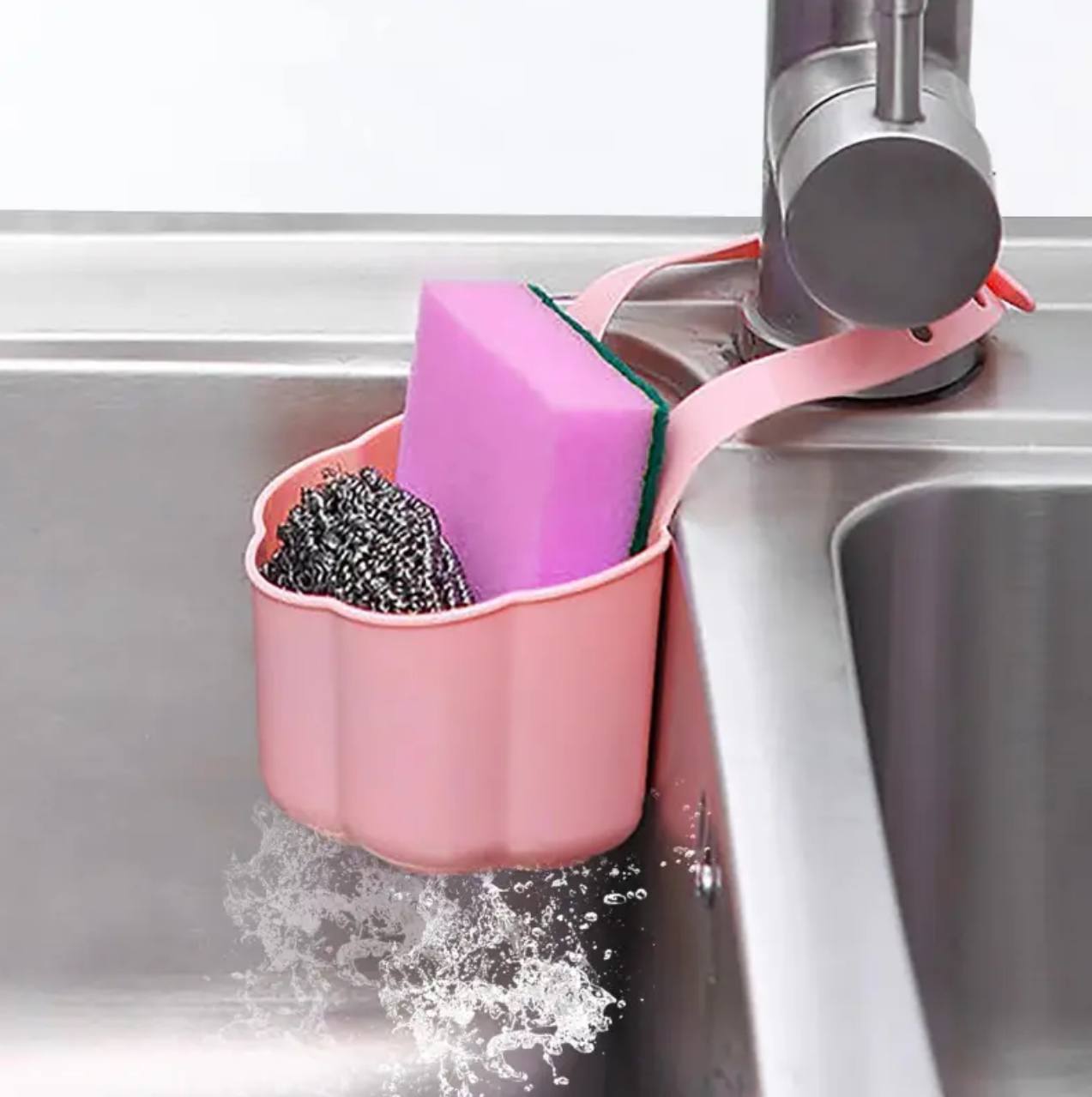 Kitchen Sink Drainer Basket Soap Sponge Holder