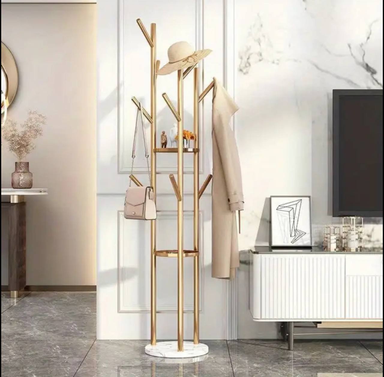 Fancy Multi-Functional metallic Coat/handbag hanger