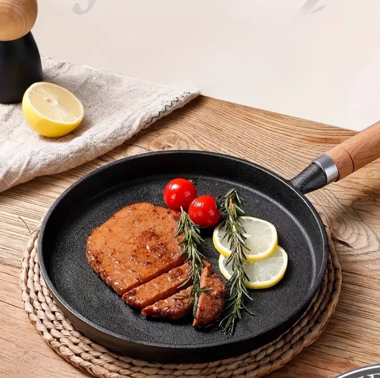 High quality non stick pan with a wooden handle