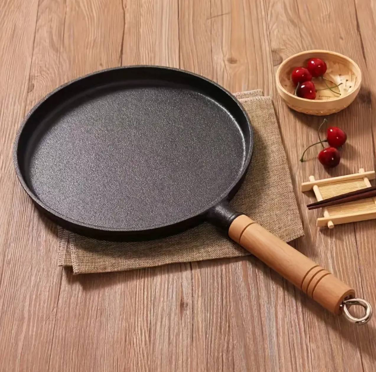 High quality non stick pan with a wooden handle