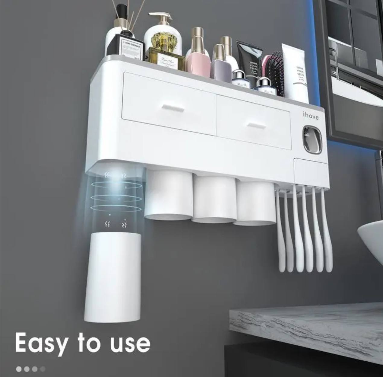 Wall mounting toothpaste dispenser with magnetic cups