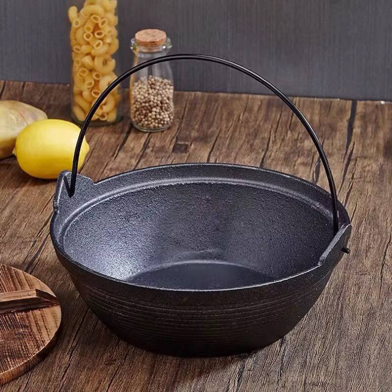 Pre-seasoned Pure Cast Iron Flat Bottom Wok with Wooden Lid