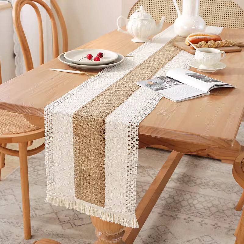 Tassels Bohemian Style Table Runner Farmhouse Linen Table Tablecloth Home Decor For Living Room Dinning Coffee Table Mat