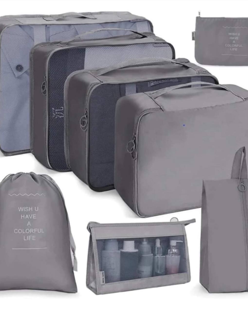 Travel in style with these 8pcs Luggage Travel Organizers For Suitcase With Toiletry Case 