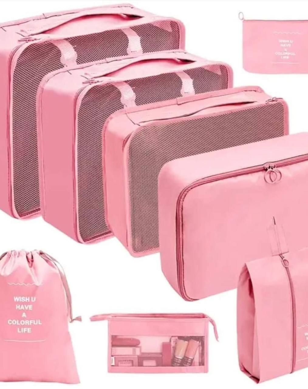 Travel in style with these 8pcs Luggage Travel Organizers For Suitcase With Toiletry Case 