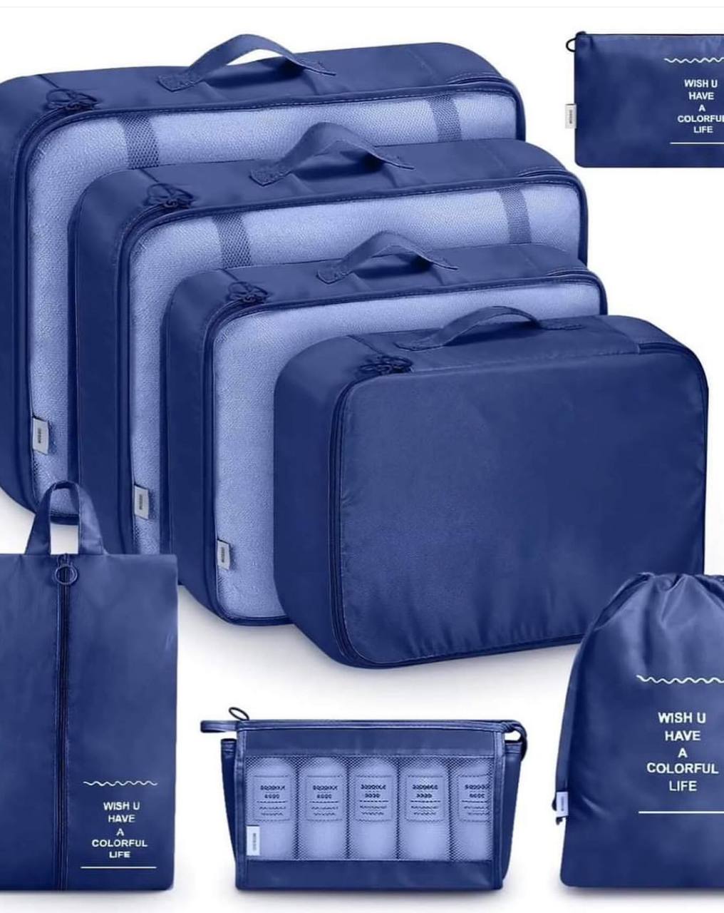 Travel in style with these 8pcs Luggage Travel Organizers For Suitcase With Toiletry Case 
