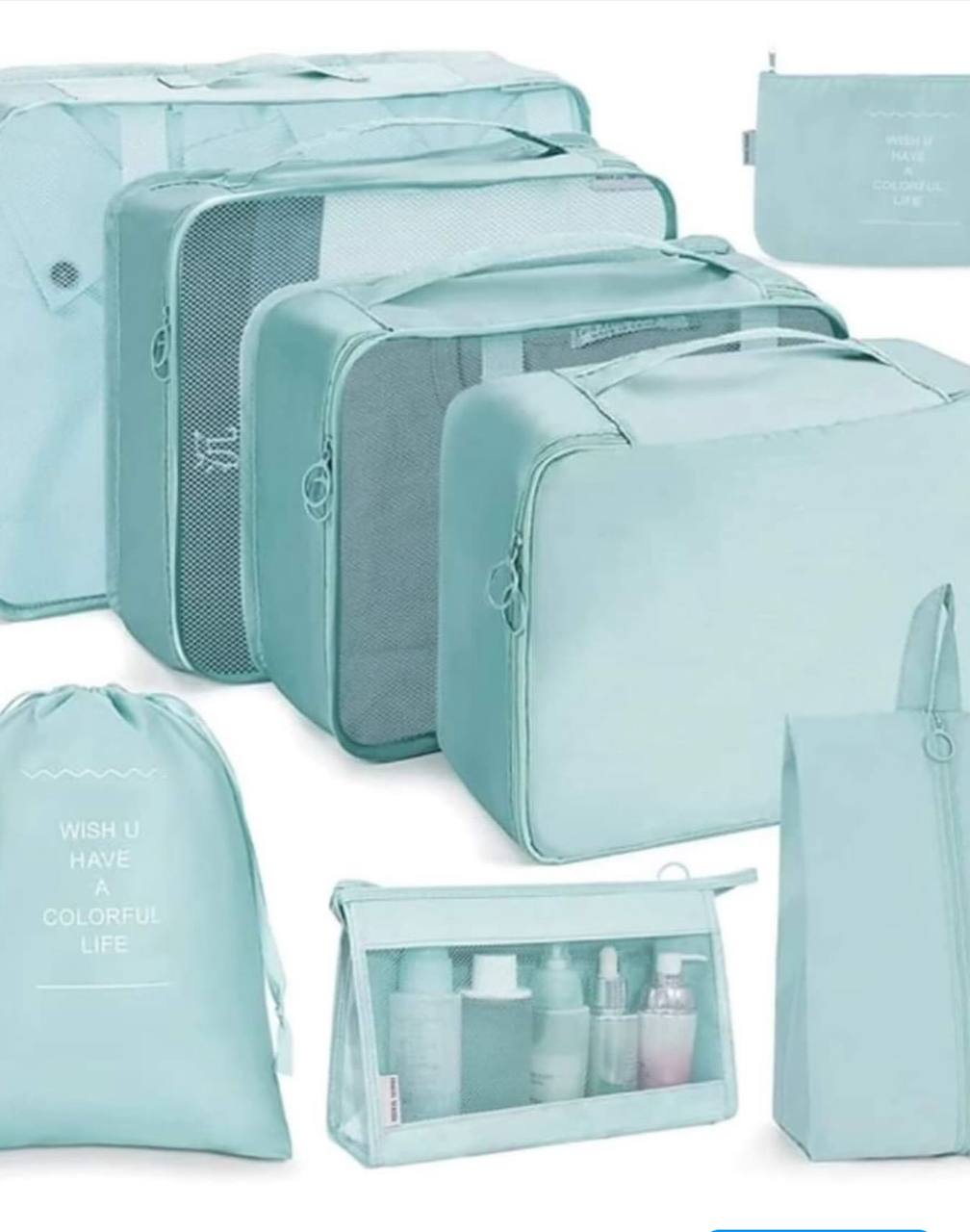 Travel in style with these 8pcs Luggage Travel Organizers For Suitcase With Toiletry Case 