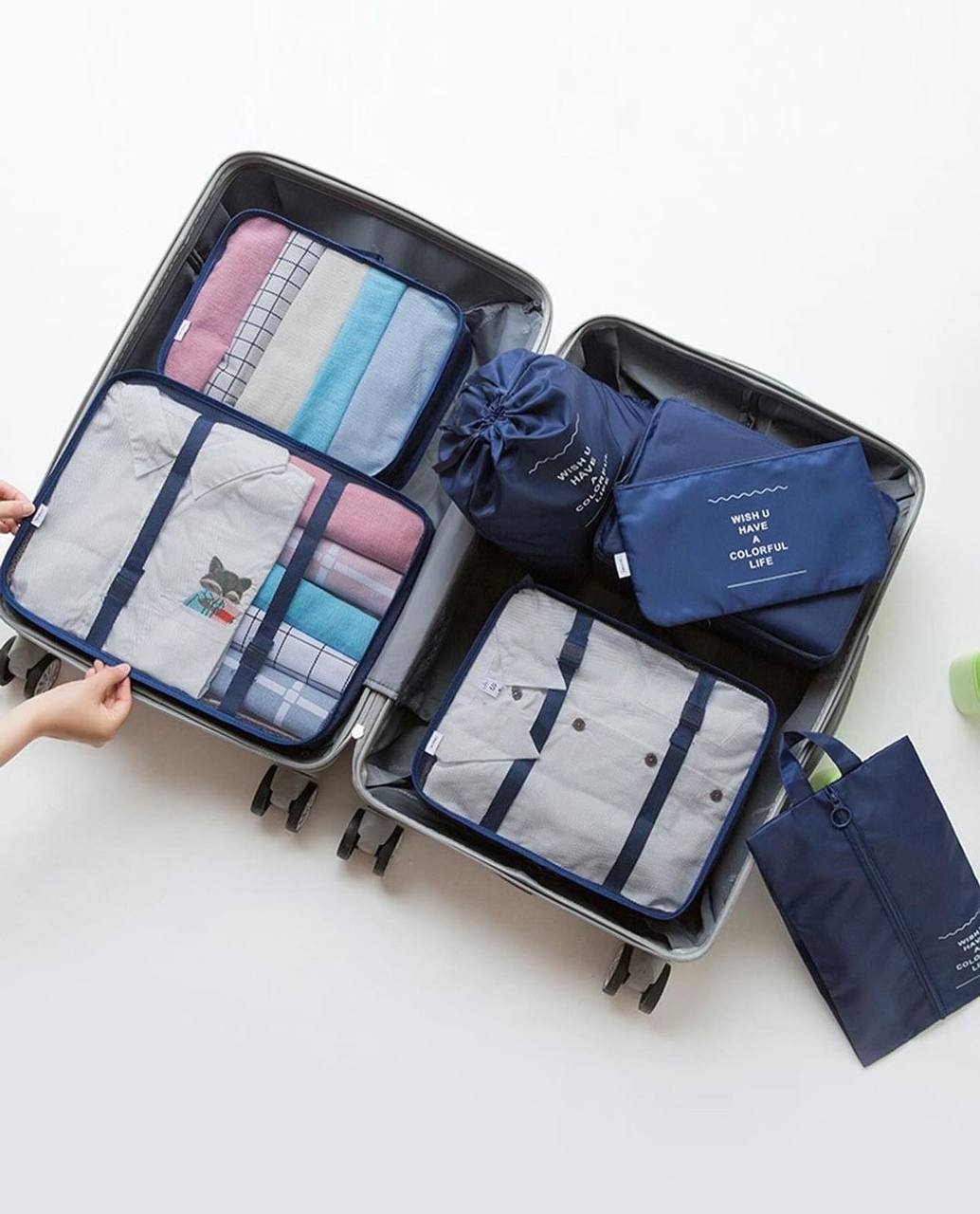 Travel in style with these 8pcs Luggage Travel Organizers For Suitcase With Toiletry Case 