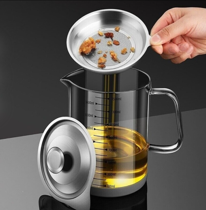 High borosilicate glass oil jar/filter
